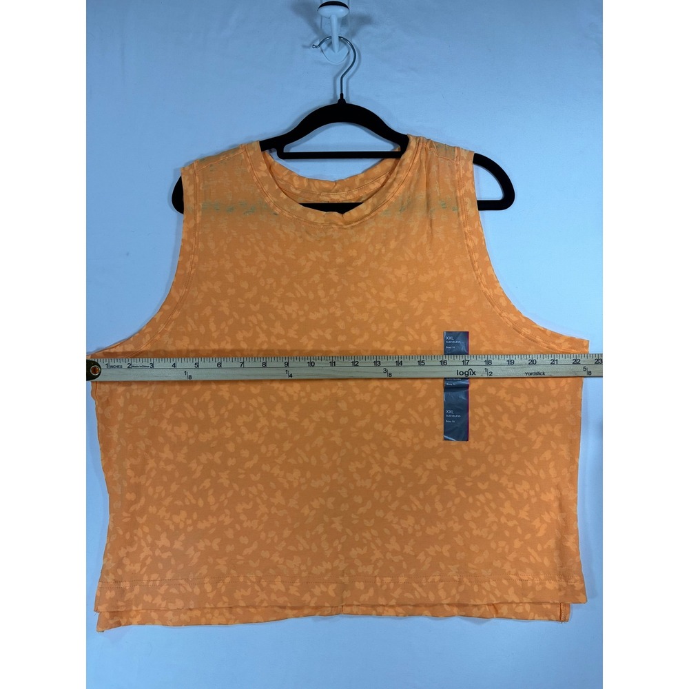 All in Motion Tank Top Women XXL Orange NEW Boxy Fit Sleeveless Floral Jacquard - Picture 3 of 6